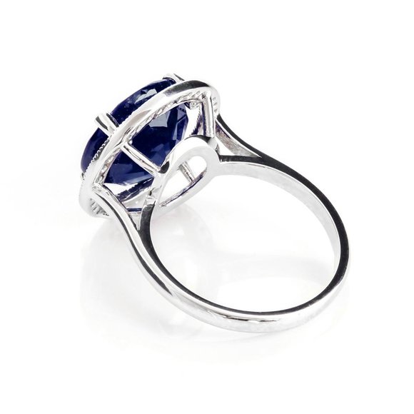 14K. GOLD RING WITH NATURAL DIAMONDS & SAPPHIRE - Picture 3 of 6